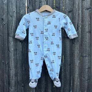 Just One You Carter’s Dog Footed Pajamas in Blue/Gray/Red  - Size 6 Months